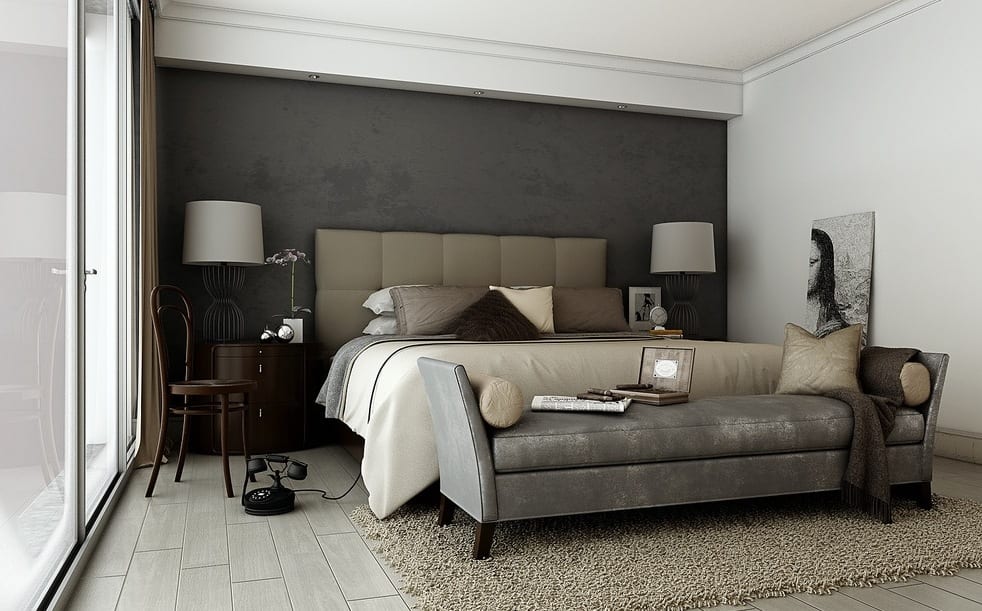 Schlafzimmer grau ein modernes schlafzimmer interior in grau ...