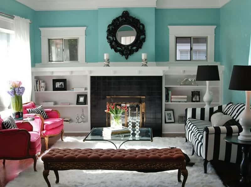 Zimmergestaltung modernes wohnzimmer mit wandfarbe blau wohnzimmer ...