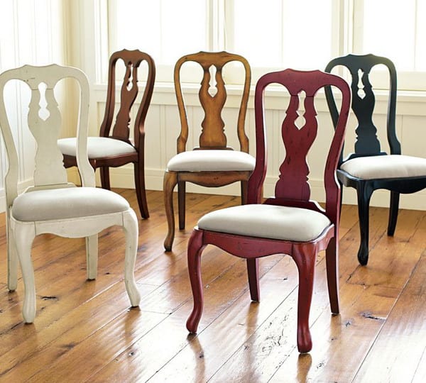 Holz-Esszimmer Stühle mit gepolsterter Sitz und bunt gestrichen