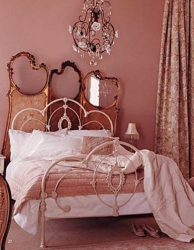 modernes schlafzimmer mit altrosa wänden-cooler wandschirm