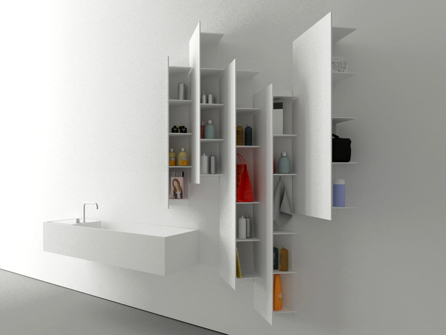 moderne badezimmer möbel in weiß für minimalistische badezimmer