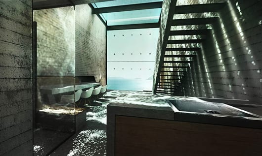 modernes Haus aus beton mit Interior design modern und Raumbeleuchtung Idee