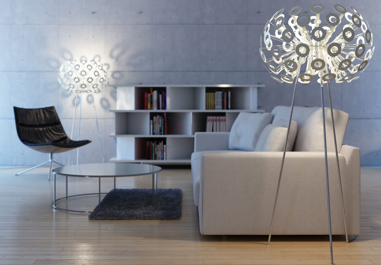 wohnzimmer ideen für modernes wohnzimmer design mit sofa weiß und rundem couchtisch glas und indirekte beleuchtung wohnzimmer mit stehleuchten