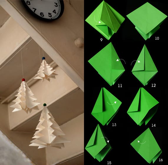 weihnachtlich dekorieren mit DIY Tannenbaum-Hängedekoration aus Papier